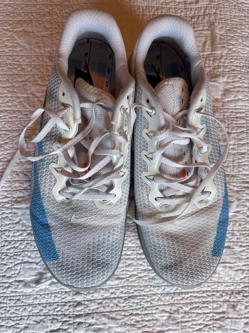 Nike White and Blue Hex Mesh Trainers